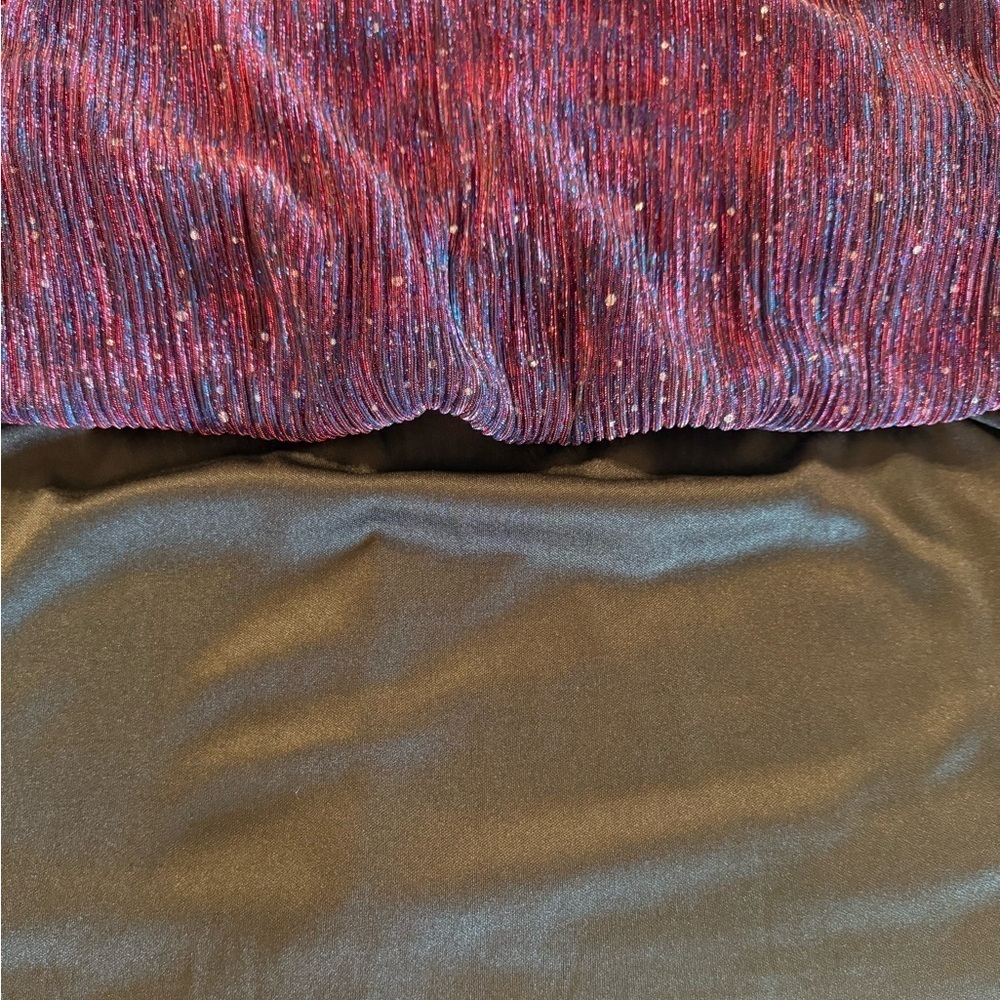 NWT Bloomchic Sequin Mesh Lantern Sleeve Belted Striped Blouse 22-24 Stretch - Picture 12 of 16